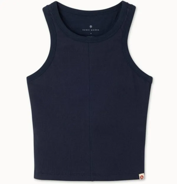 Racer rib tank top_Navy Blazer