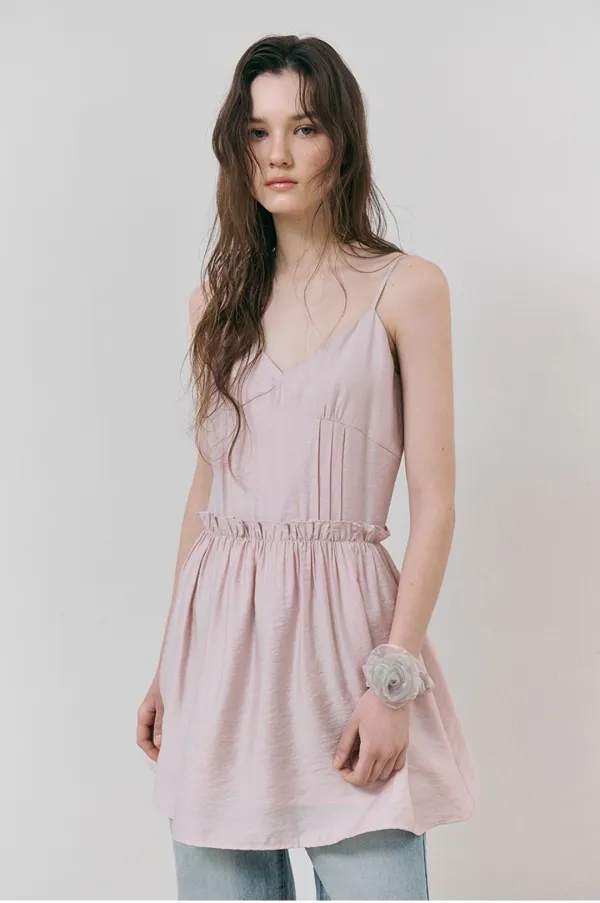 Slip Crinkle Frill Mini Dress, Pink