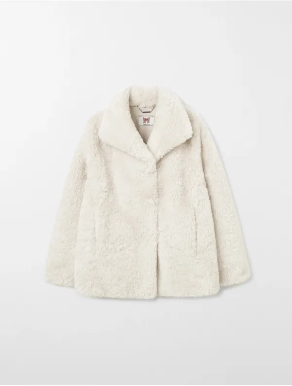 카라 퍼 하프 자켓 아이보리 MDJK057IVORY