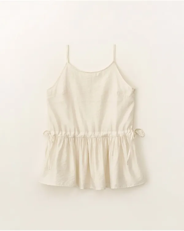 Side tie peplum sleeveless blouse_Cream