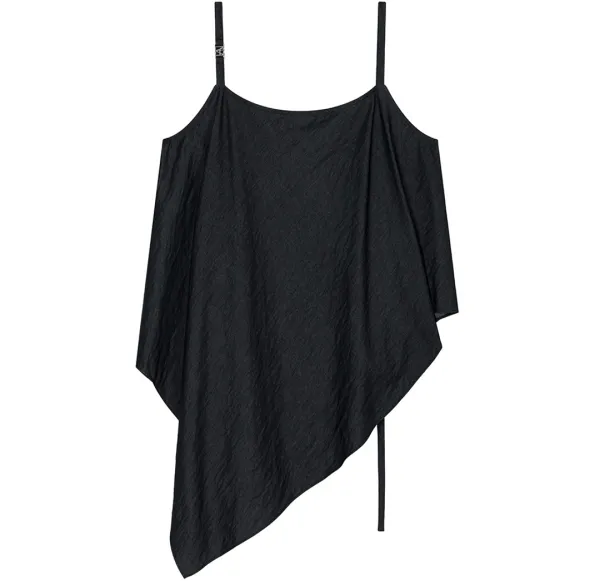 Asymmetric Draped Strap Top [ Dark Navy ]