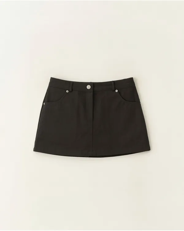 Rivet cotton mini skirt_Charcoal