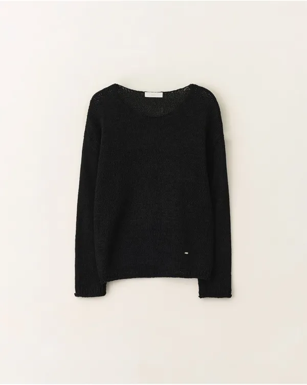 Open boatneck knit_Black