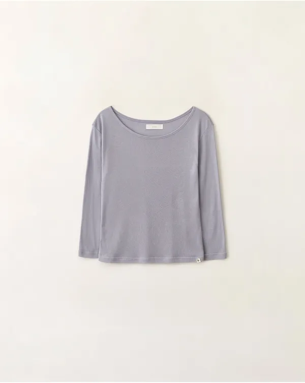 Simple 3/4 sleeve t-shirt_Lavender