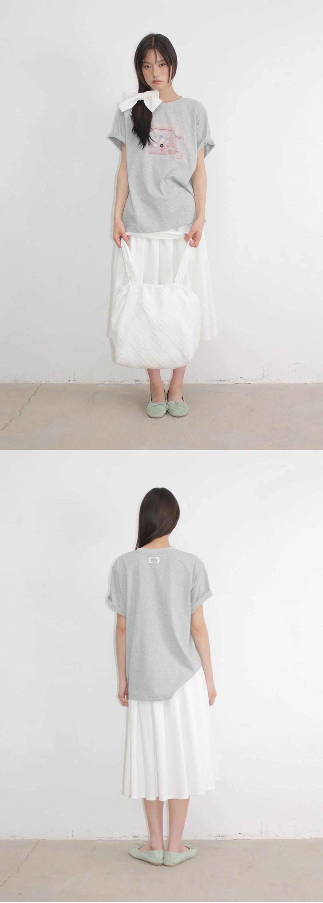 론론 BUTTON RETRO TELEPHONE T SHIRT GREY 상품 이미지 2