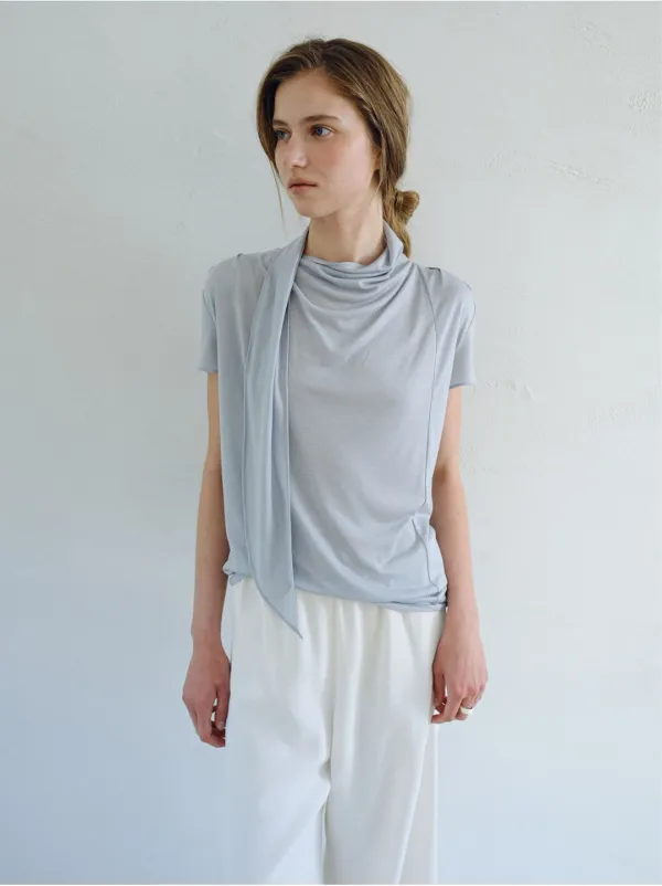 SHEER TIE NECK T-SHIRTS_SOFT BLUE_OF2C2XTS02BLF