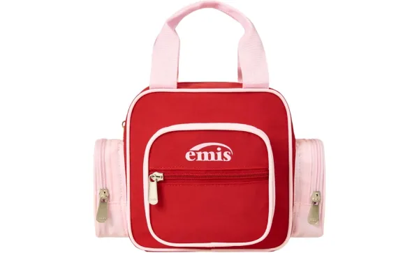 NYLON COLOR-BLOCK TOTE BAG-RED