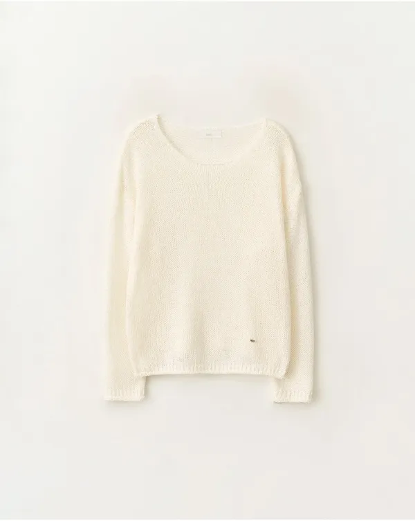 Open boatneck knit_Ivory