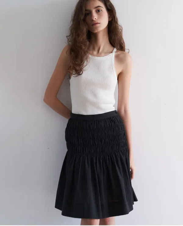 Textured Shirring Skirt(Black)