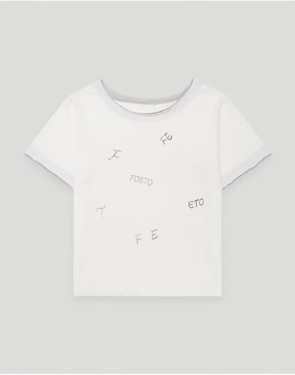 [3rd] Crayon drawing tee - ivory