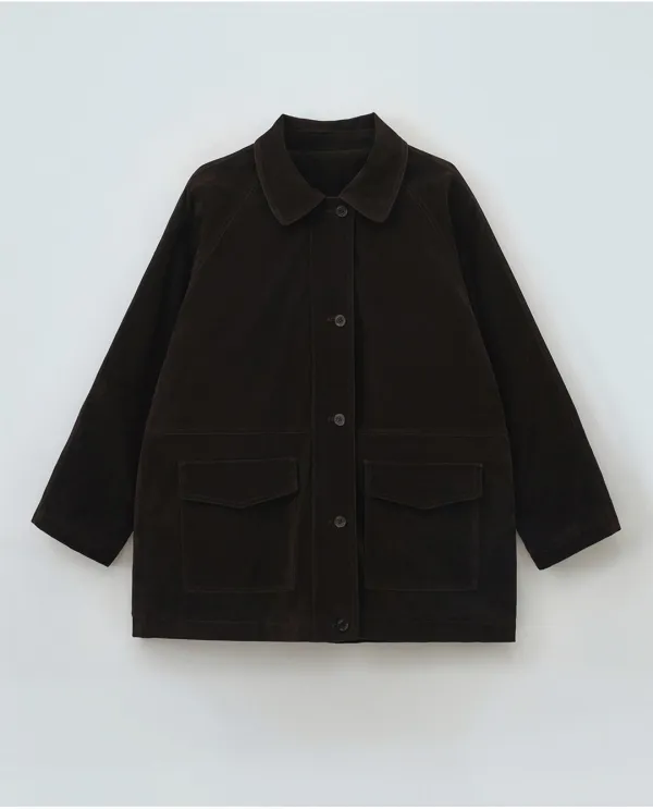 [니브] Half Suede Quilting Jumper (Brown)