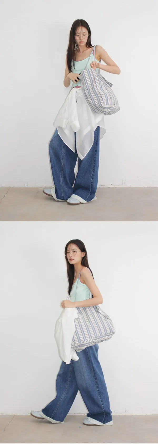 PATTERN LOGO SHOPPER BLUE STRIPE