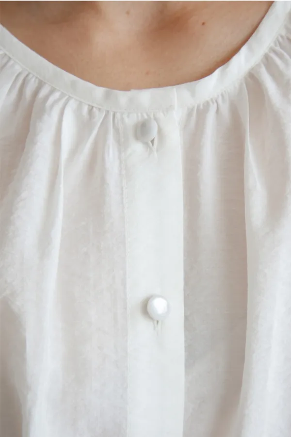TIR SILK SHEER BLOUSE_WHITE