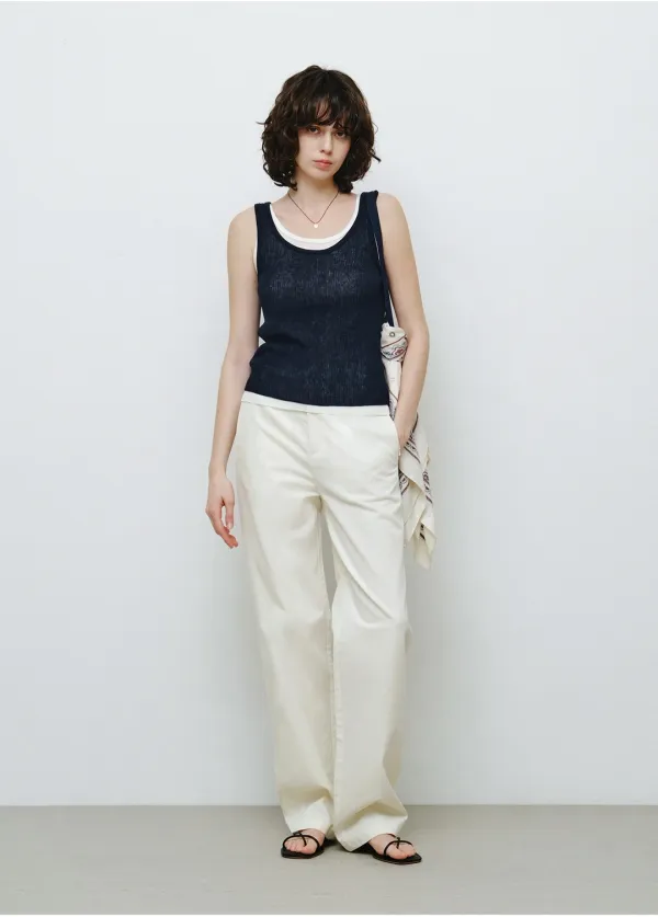[SET] 레이어드 골지 니트 슬리브리스 네이비 MDKT117NAVY