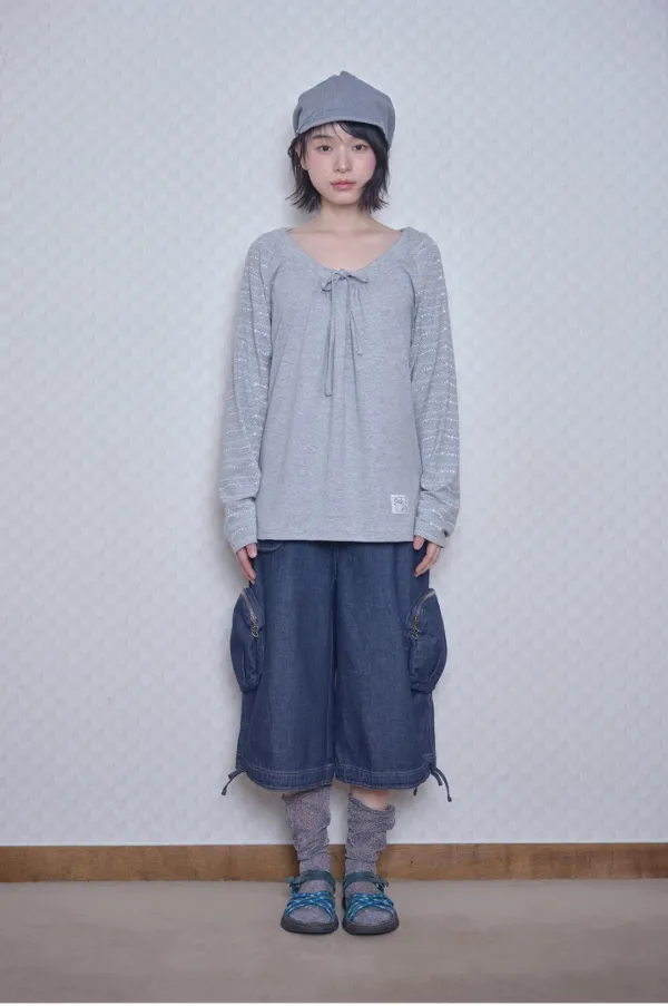 Draw-string long sleeves (Melange Gray)
