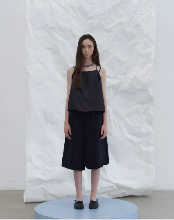 Fringe layered sleeveless set - charcoal