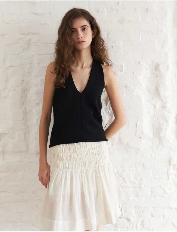 Textured Shirring Skirt(Cream)