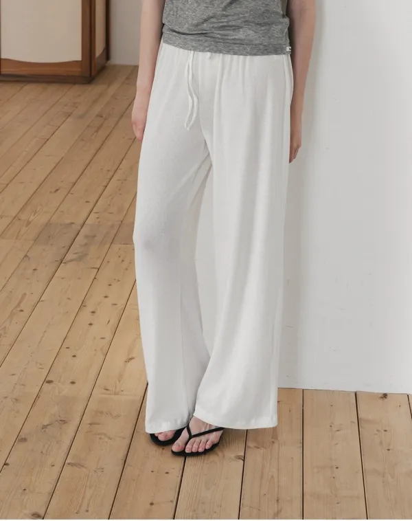 [26 Summer] Sheer knit pants - White