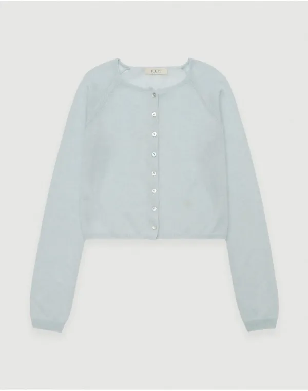 [2nd] Lazy silk heart cardigan - icy blue