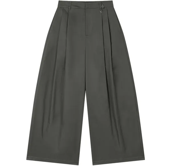 Double Loop Two-Tuck Wide Pants [ Charcoal ]