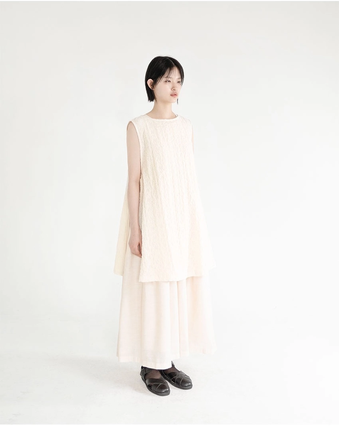 유노이아 cotton weave long vest (open, 단독 주문 시 선발송) 상품 이미지 1