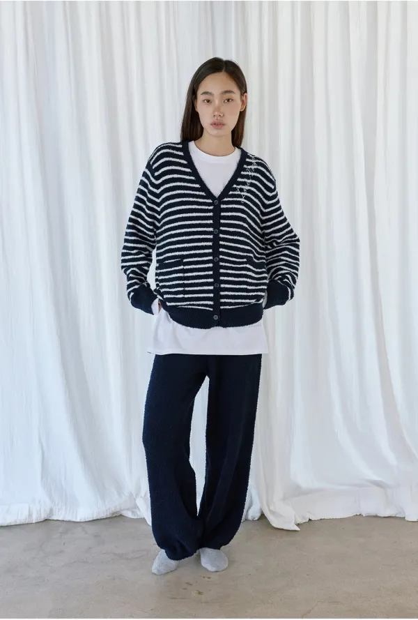 [SET] 스트라이프 믹스 가디건 & 팬츠 셋업 네이비 MDPJ006NAVY