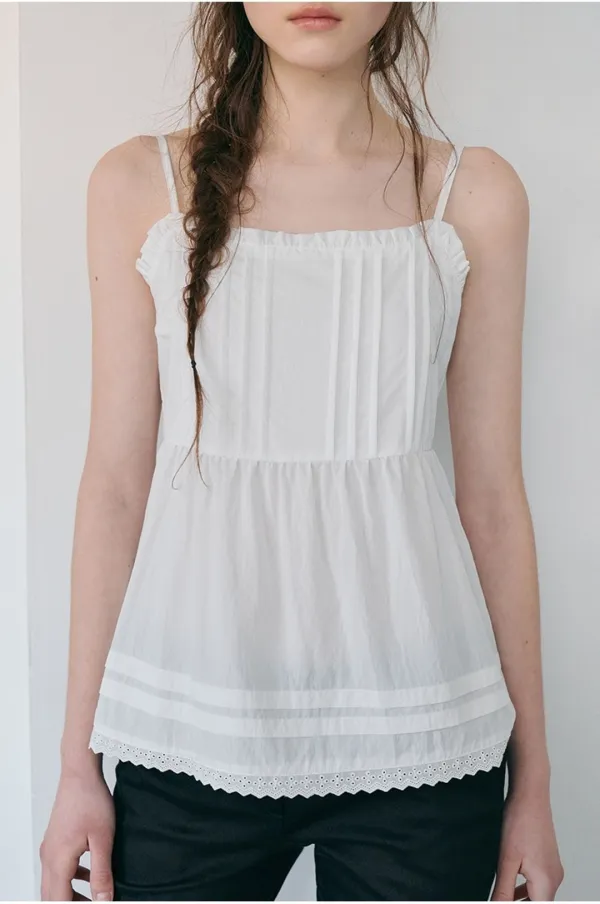 [5/8 예약배송] Pintuck Sleeveless Blouse, White