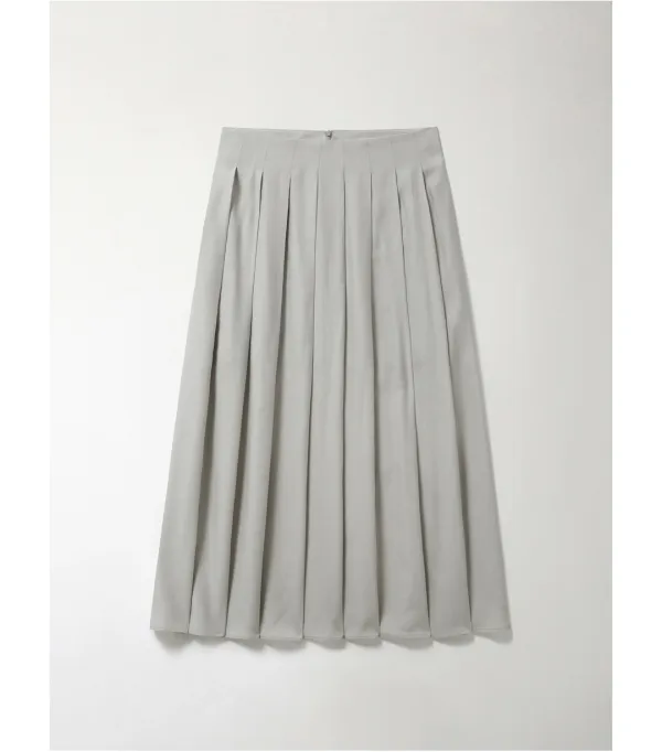 CORN PLEATS LONG SKIRT_ASH GREY
