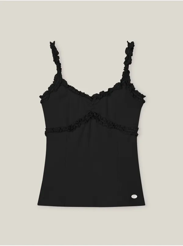 WHIPPING CREAM LACE SLEEVELESS SHIRT_TT6S208BK