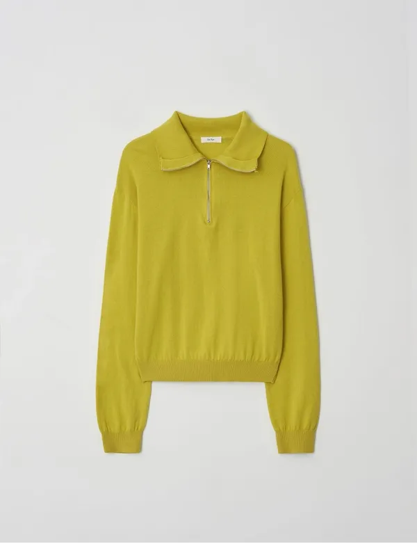 Collar Half Zip-Up Knit(Yellow)
