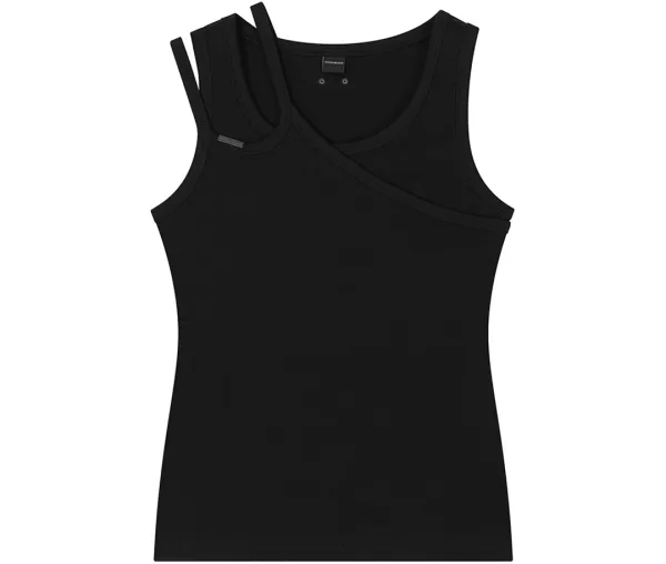 Double Strap Jersey Sleeveless Top [ Black ]