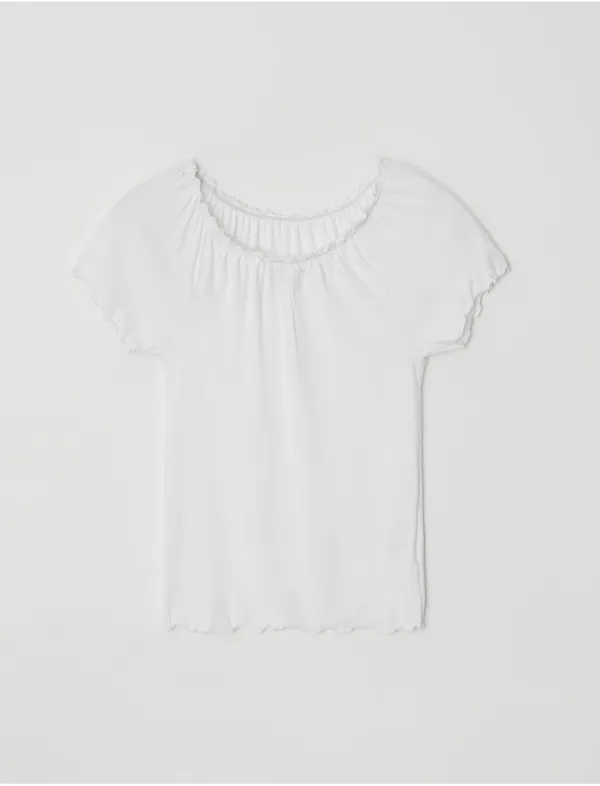 Shirring 2way T-Shirt(White)