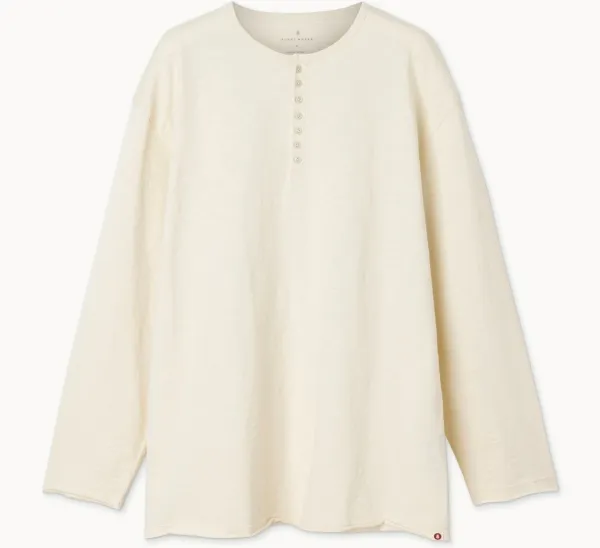 Henley neck long sleeve (Unisex)_Bone White