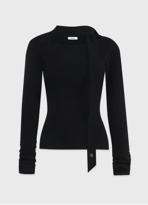  [44-120]  Romantic Tie Point Knit  로맨틱 타이 포인트 니트 (가을-봄-데일리룩-출근룩-데이트룩-러블리룩-하객룩-리본타이-타이니트-포인트-빅사이즈-자체제작) 