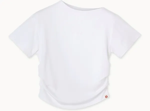 High neck shirring short sleeve_White