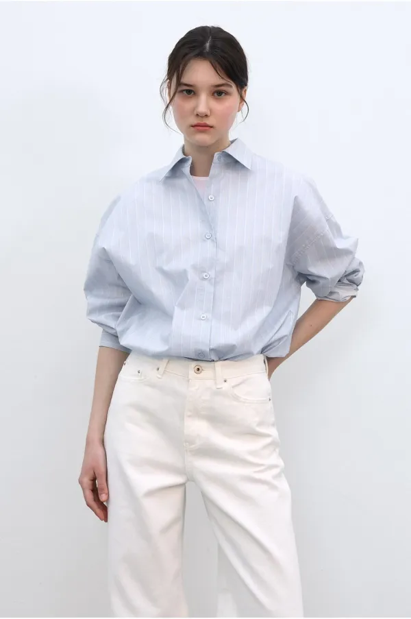 STRIPE OVERFIT SHIRT - BLUE