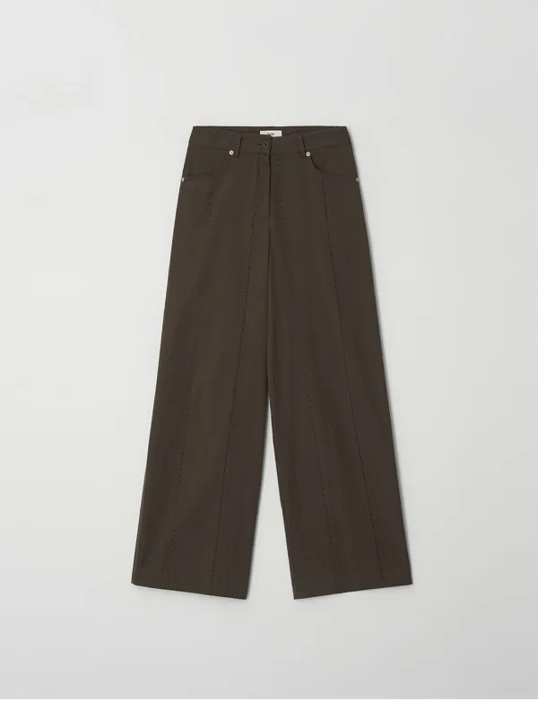 Lace Pattern Wide Pants(Brown)