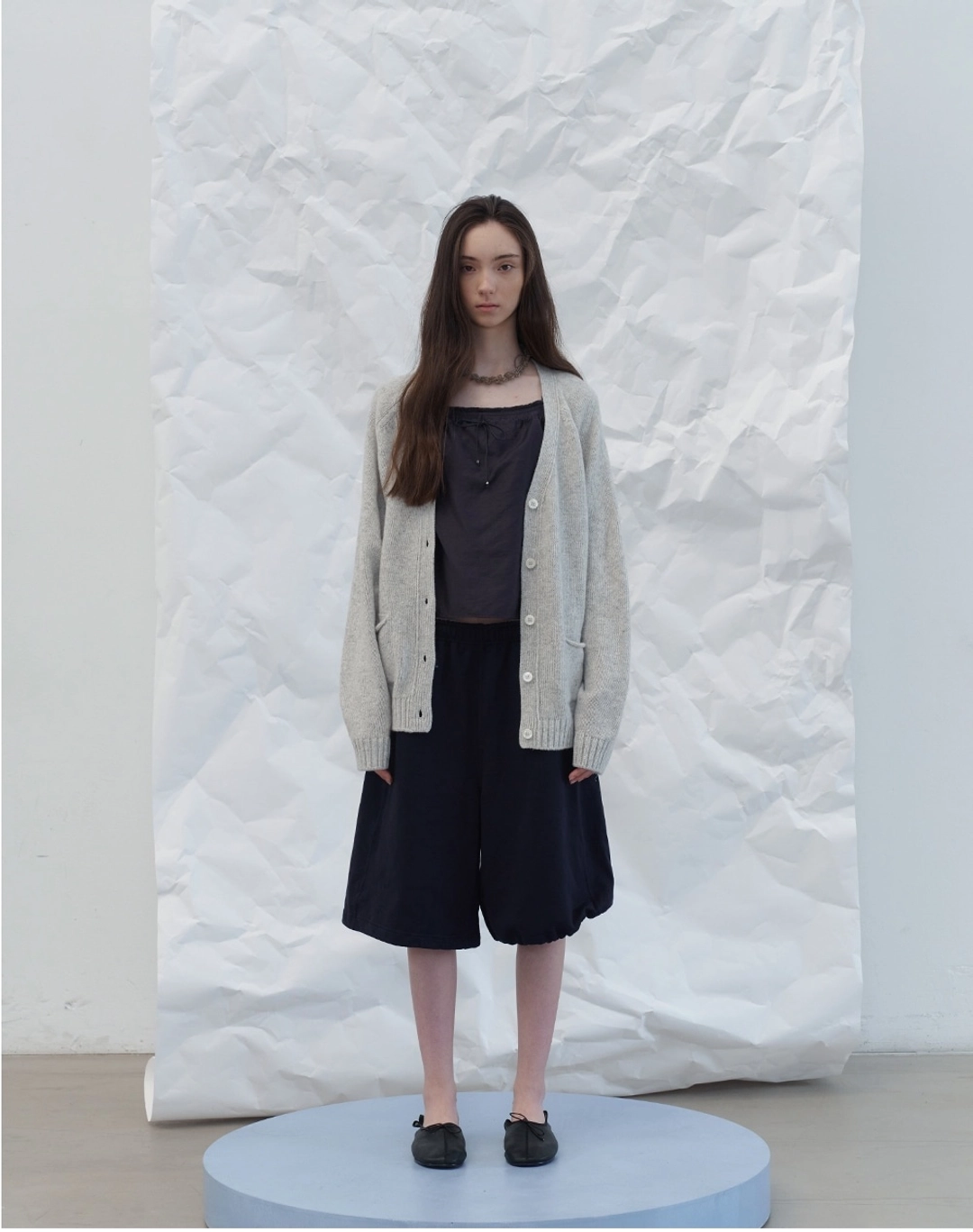 포에토 Based wool overfit cardigan - grey 상품 이미지 1