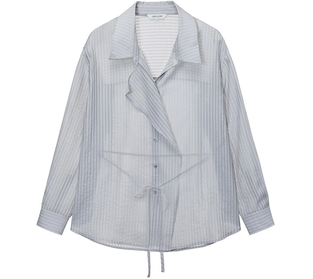 루에브르 [5/29 예약배송]Sheer Striped Asymmetric Placket Shirt SW6MB702-11 상품 이미지 1
