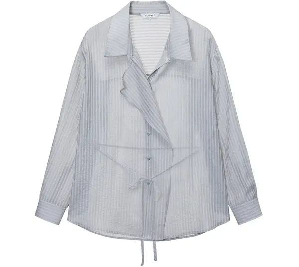 [5/29 예약배송]Sheer Striped Asymmetric Placket Shirt SW6MB702-11