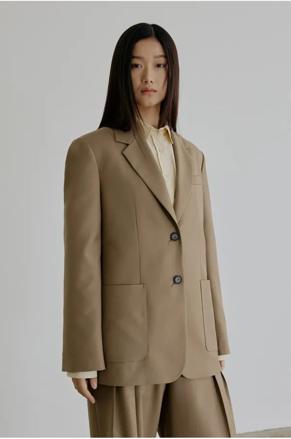 싱글 블레이저 자켓_CAMEL BEIGE