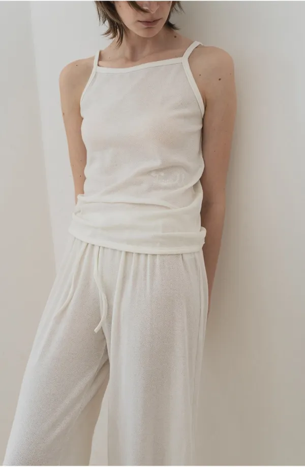 [26 Summer] Embroidery knit top - White