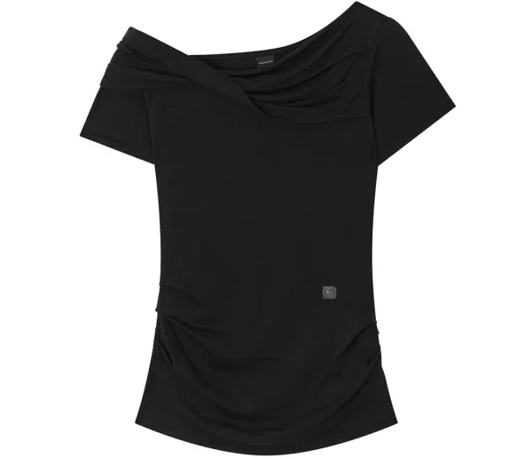 Twisted Overlay Off-Shoulder Top [ Black ]