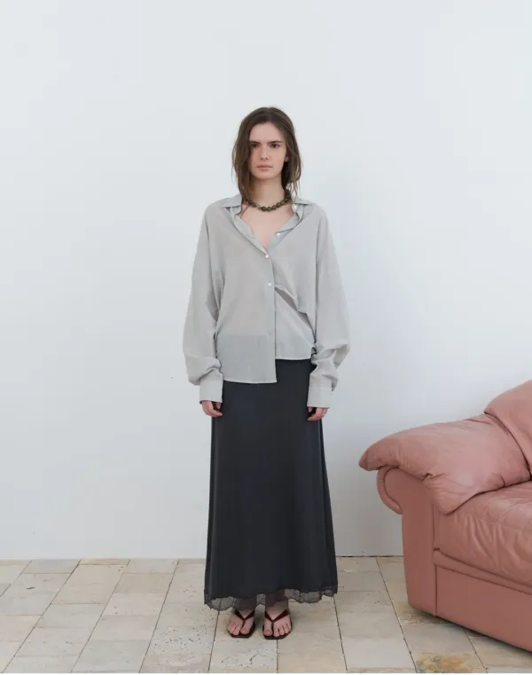 [2nd] Luna jersey lace skirt - charcoal