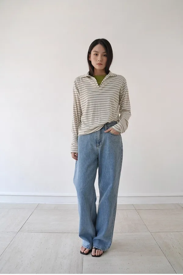 STRIPE COLLAR T-SHIRT_CREAMIVORY