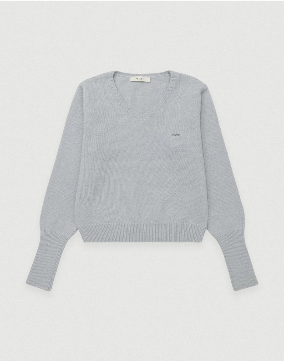 포에토 Raccoon v-neck warmer knit - mute blue 상품 이미지 1