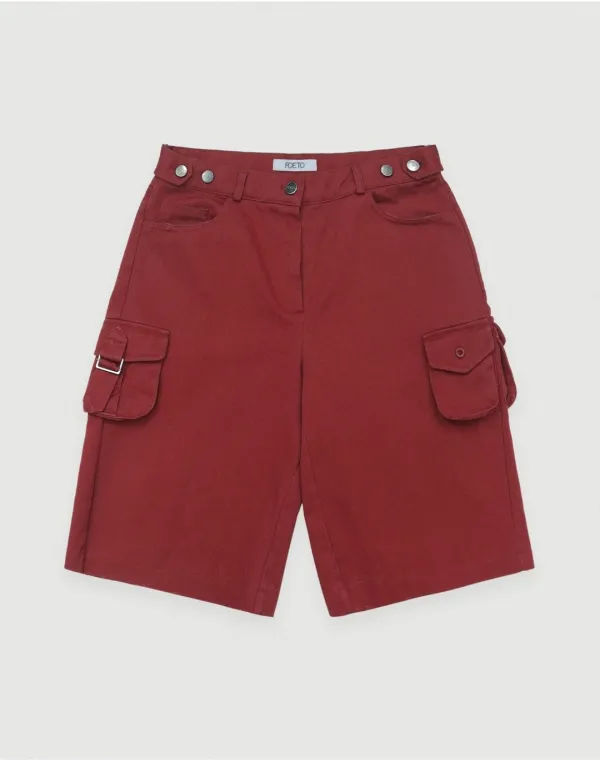 Loose bermuda pants - vintage red