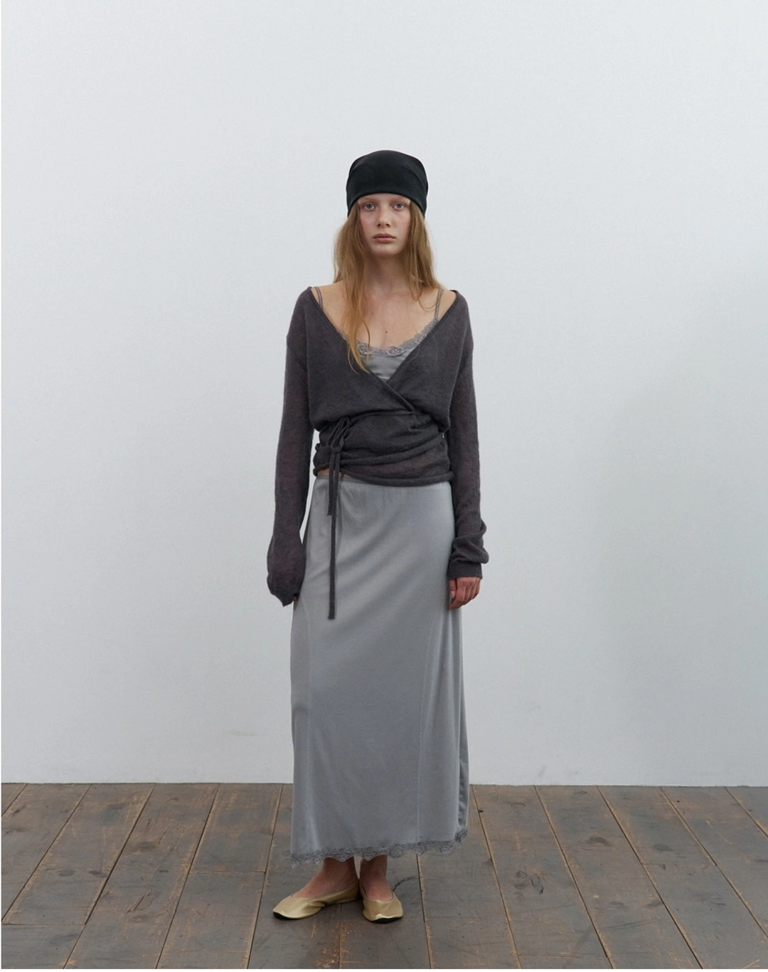 포에토 Fleur kid mohair wrap cardigan - charcoal - 포에토 상품 이미지 1
