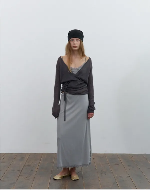 Fleur kid mohair wrap cardigan - charcoal