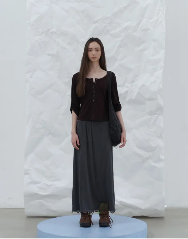 Rosette lace skirt - charcoal